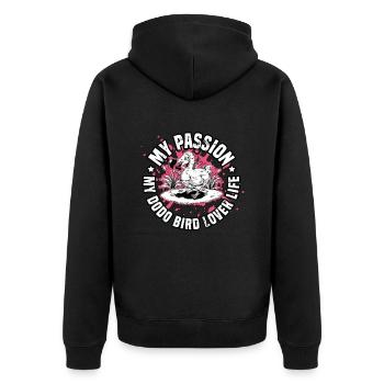 Dodo Bird Lover My Passion My Dodo Extinct Bird - Unisex Premium Bio Zip Hoodie - Schwarz - Hinten - Nico (187cm)