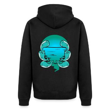 Baby Wal Fisch Meeressäuger Kinder Kleinkind - Unisex Premium Bio Zip Hoodie - Schwarz - Hinten - Nico (187cm)