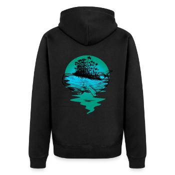baleine, poisson, océan, mammifères marins - Veste à capuche bio Premium Unisexe - noir - Dos - Nico (187cm)