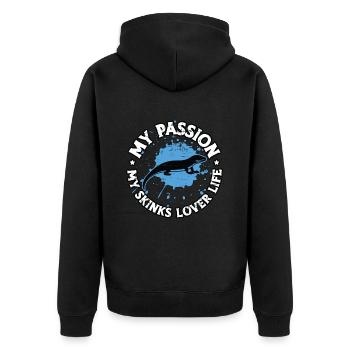 Amoureux des scinques Ma passion Mes scinques Herpétologiste - Veste à capuche bio Premium Unisexe - noir - Dos - Nico (187cm)