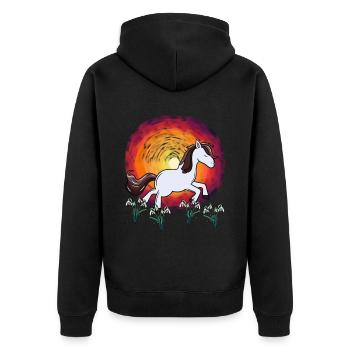 Poney Soleil Perce-Neige Fleurs Printemps Cheval - Veste à capuche bio Premium Unisexe - noir - Dos - Nico (187cm)