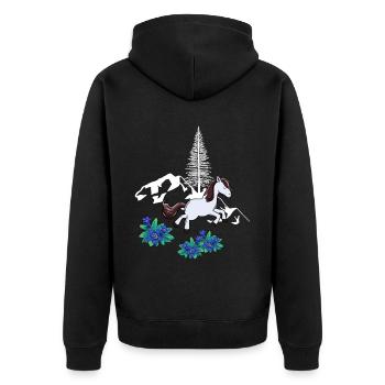 Cheval, Nature, Montagnes, Cheval Sauvage, Poney - Veste à capuche bio Premium Unisexe - noir - Dos - Nico (187cm)