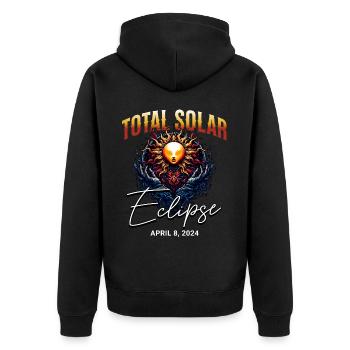 Solar Eclipse 2024 - Unisex Premium Organic Zip Hoodie - black - Back - Nico (187cm)