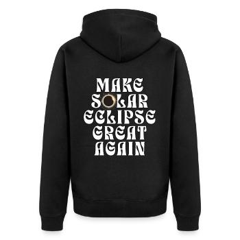 Sonnenfinsternis 2024 - Unisex Premium Bio Zip Hoodie - Schwarz - Hinten - Nico (187cm)