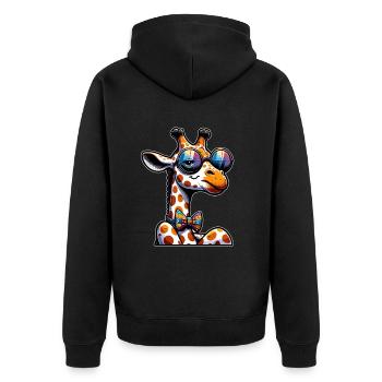 Niedliche Giraffe Gezeichnete Giraffe - Unisex Premium Bio Zip Hoodie - Schwarz - Hinten - Nico (187cm)