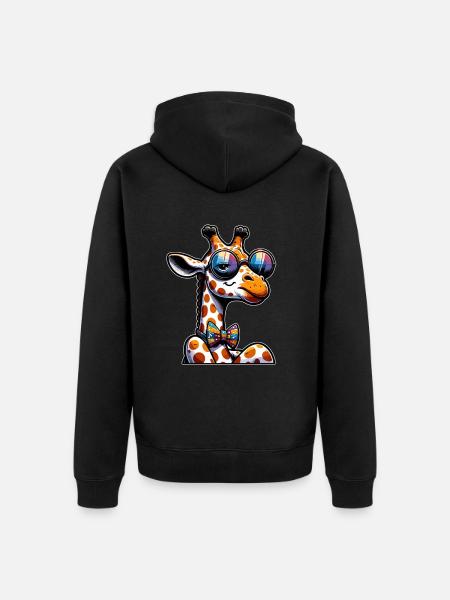 Cute Giraffe Drawn Giraffe - Unisex Premium Organic Zip Hoodie - black