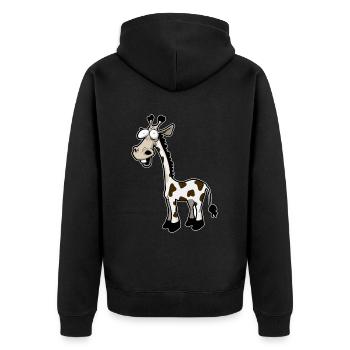 Lustige Giraffe Gezeichnete Giraffe - Unisex Premium Bio Zip Hoodie - Schwarz - Hinten - Nico (187cm)