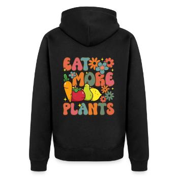 Groovy Pflanzenbasierte Ernährung Vegan Veganismus - Unisex Premium Bio Zip Hoodie - Schwarz - Hinten - Nico (187cm)
