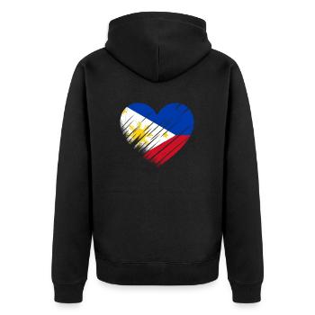 Philippinen Flagge Herz - Unisex Premium Bio Zip Hoodie - Schwarz - Hinten - Nico (187cm)
