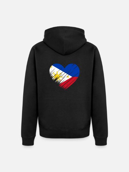 Philippines Flag Heart - Unisex Premium Organic Zip Hoodie - black