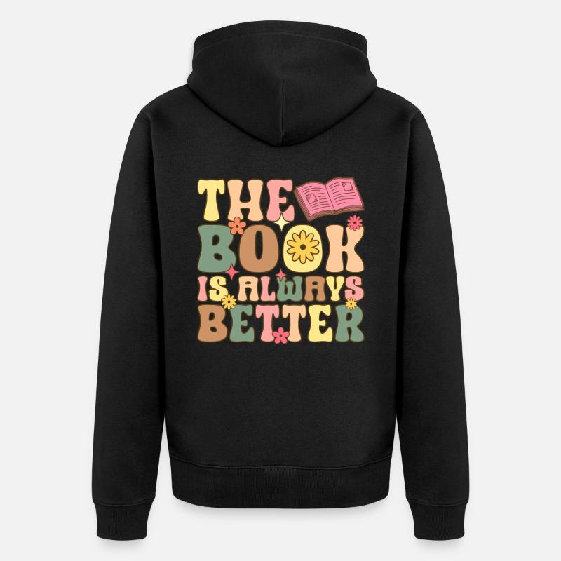 Groovy Book Reader Buch lesen - Unisex Premium Bio Zip Hoodie - Schwarz