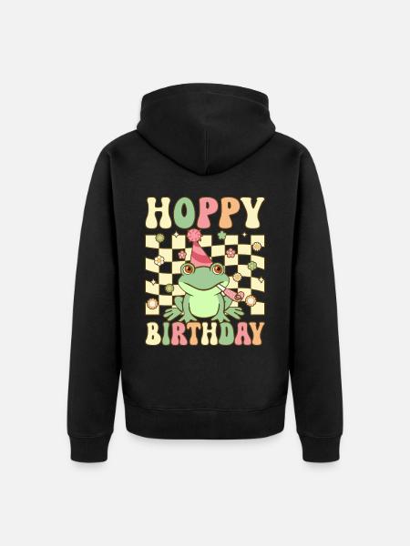 Groovy Frog Lovers Happy Birthday - Unisex Premium Organic Zip Hoodie - black