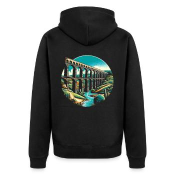 Roman Aqueducts Roman Engineering Ancient Rome - Unisex Premium Organic Zip Hoodie - black - Back - Nico (187cm)
