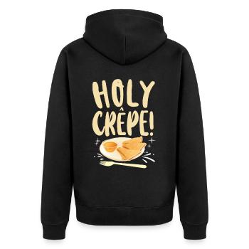 Pancake Lover Kids Pun Holy Crepe - Unisex Premium Organic Zip Hoodie - black - Back - Nico (187cm)