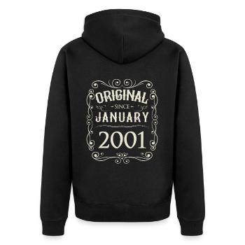 Millésime - Original depuis janvier 2001 Anniversaire - Veste à capuche bio Premium Unisexe - noir - Dos - Nico (187cm)
