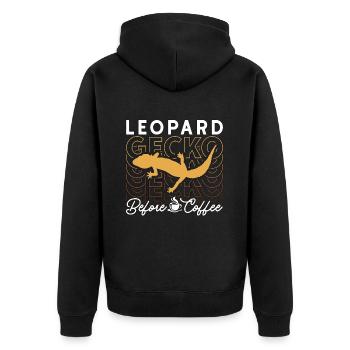 Léopard Gecko Amateur Avant Reptiles Amateur de café - Veste à capuche bio Premium Unisexe - noir - Dos - Nico (187cm)