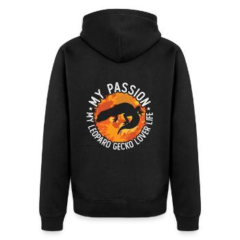 Léopard Gecko Amoureux Ma Passion Mon Reptile Léopard - Veste à capuche bio Premium Unisexe - noir - Dos - Nico (187cm)