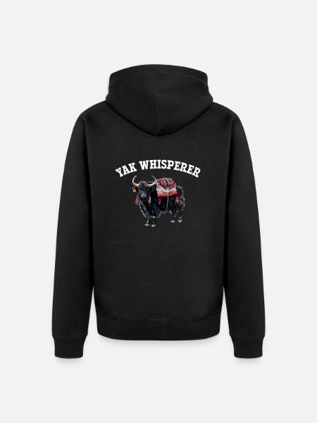 Yak Whisperer Himalayan Tibet - Unisex Premium Organic Zip Hoodie - black