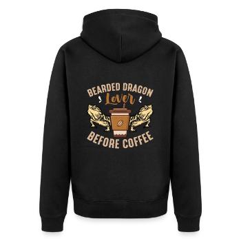 Amateur de dragon barbu avant l’amateur de café lézard - Veste à capuche bio Premium Unisexe - noir - Dos - Nico (187cm)