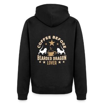 Dragon barbu café herpétologiste amateur de café - Veste à capuche bio Premium Unisexe - noir - Dos - Nico (187cm)
