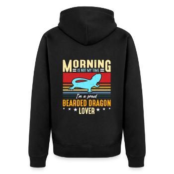 Bearded Dragon Lover Morning Is Not My Time Lizard - Veste à capuche bio Premium Unisexe - noir - Dos - Nico (187cm)