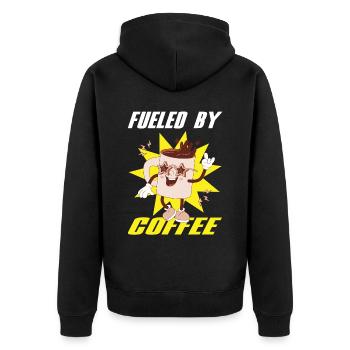 Alimenté par le café Kaffee Barista Espresso - Veste à capuche bio Premium Unisexe - noir - Dos - Nico (187cm)