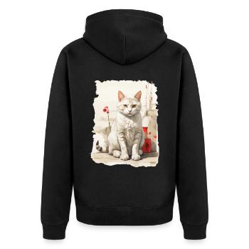 Hauskatzen Besitzer Niedliche Katze Katzen Dame - Unisex Premium Bio Zip Hoodie - Schwarz - Hinten - Nico (187cm)