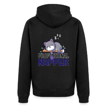 Professinonal Napper, Cat, Cats, Baby, Cats - Unisex Premium Organic Zip Hoodie - black - Back - Nico (187cm)