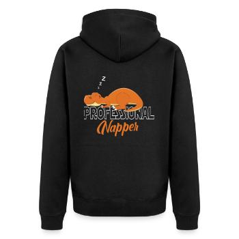 Professinonal Napper Dinosaurier Dino Trex Dino - Unisex Premium Bio Zip Hoodie - Schwarz - Hinten - Nico (187cm)