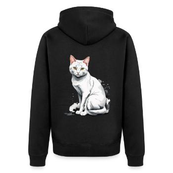 Hauskatzen Besitzer Niedliche Katze Katzen Dame - Unisex Premium Bio Zip Hoodie - Schwarz - Hinten - Nico (187cm)
