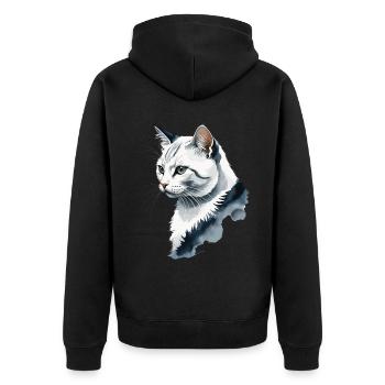 Conception de chat mignon pour les propriétaires de chats domestiques - Veste à capuche bio Premium Unisexe - noir - Dos - Nico (187cm)
