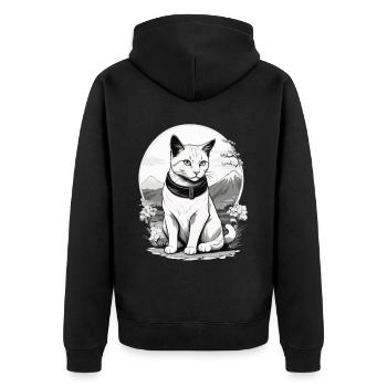 Hauskatzen Besitzer Niedliche Katze Katzen Dame - Unisex Premium Bio Zip Hoodie - Schwarz - Hinten - Nico (187cm)