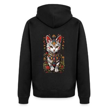 Mexikanische Katze Niedliche Katzen Dame Besitzer - Unisex Premium Bio Zip Hoodie - Schwarz - Hinten - Nico (187cm)
