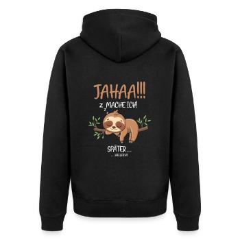 Maybe I'll do it later - Unisex Premium Organic Zip Hoodie - black - Back - Nico (187cm)