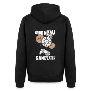 Gamer Gaming Time Clock - Unisex Premium Organic Zip Hoodie - black - Back - Nico (187cm)