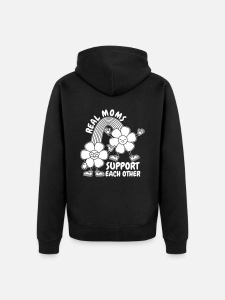 Mom Support Mom - Unisex Premium Organic Zip Hoodie - black