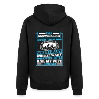 Snowboard Snowboarder - Unisex Premium Bio Zip Hoodie - Schwarz - Hinten - Nico (187cm)