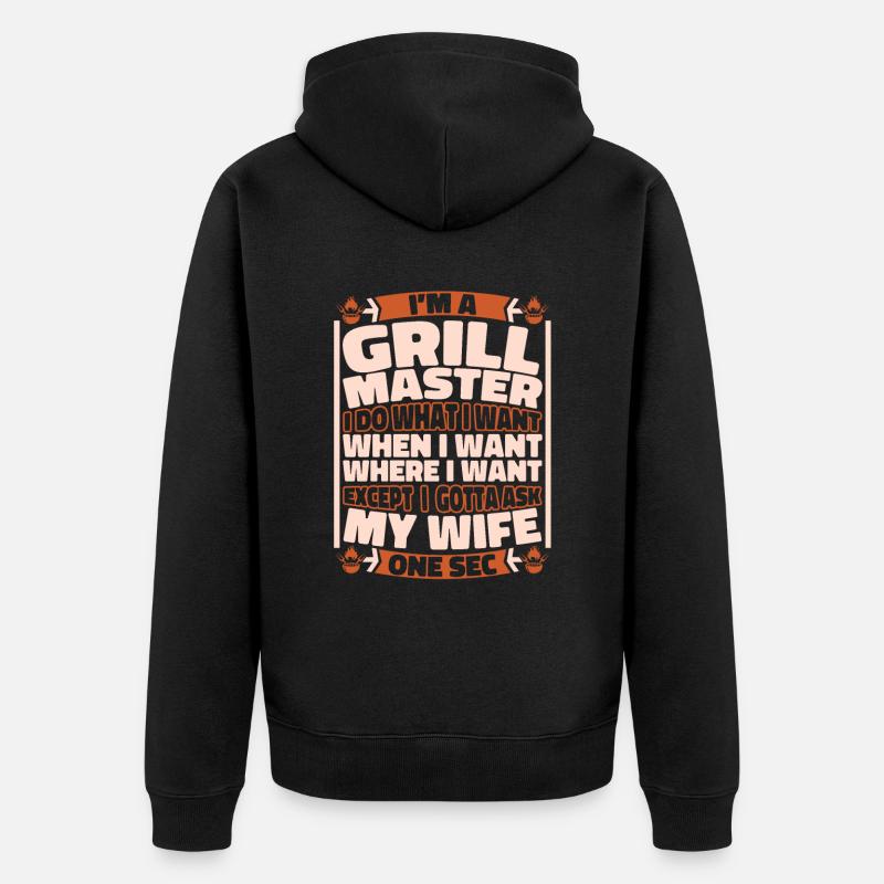 Bbq Grillen - Unisex Premium Bio Zip Hoodie - Schwarz