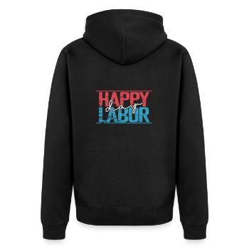 Bonne fête du Travail Travailleurs diligents - Veste à capuche bio Premium Unisexe - noir - Dos - Nico (187cm)