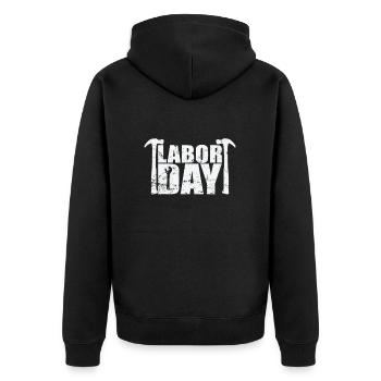 Labor Day Montag im September - Unisex Premium Bio Zip Hoodie - Schwarz - Hinten - Nico (187cm)