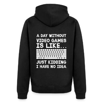 PC Video Gamer Computer Nerd Gaming WASD - Unisex Premium Organic Zip Hoodie - black - Back - Nico (187cm)