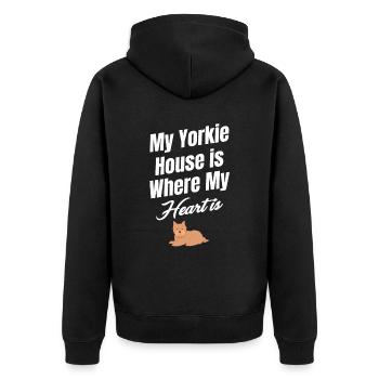 My Yorkie house is the place where my heart shines. - Unisex Premium Organic Zip Hoodie - black - Back - Nico (187cm)