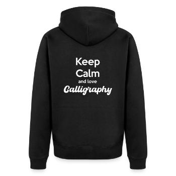 Keep Calm and Love Calligraphy Artisan - Unisex Premium Organic Zip Hoodie - black - Back - Nico (187cm)