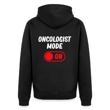 Oncologist mode on funny - Unisex Premium Organic Zip Hoodie - black - Back - Nico (187cm)