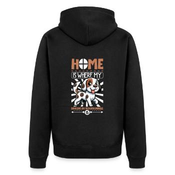 Zuhause - Braque du Bourbonnais - Unisex Premium Bio Zip Hoodie - Schwarz - Hinten - Nico (187cm)
