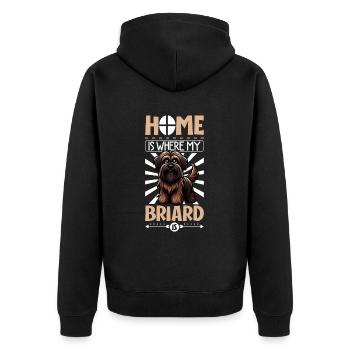 Home - Briard - Unisex Premium Organic Zip Hoodie - black - Back - Nico (187cm)