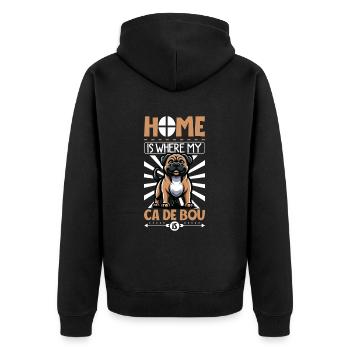 Zuhause - Ca de Bou - Unisex Premium Bio Zip Hoodie - Schwarz - Hinten - Nico (187cm)