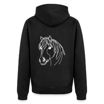 Linie Art Dad Mama - Mongolisch - Unisex Premium Bio Zip Hoodie - Schwarz - Hinten - Nico (187cm)