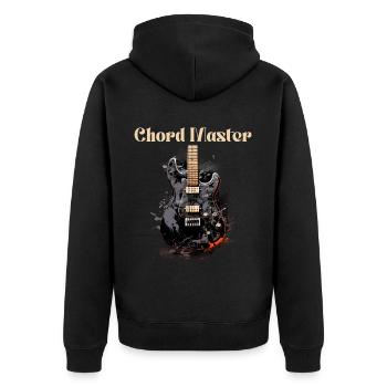 Akkordmeister Lustiges Zitat Gitarrenlehrer - Unisex Premium Bio Zip Hoodie - Schwarz - Hinten - Nico (187cm)