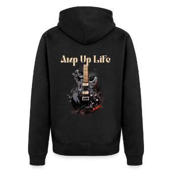 Amp Up Life Funny Guitar Teacher Zitat - Unisex Premium Bio Zip Hoodie - Schwarz - Hinten - Nico (187cm)